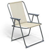 Fauteuil de camping pliant métal et textilène beige