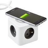Bloc multiprise standard usb chargeur à induction carré blanc